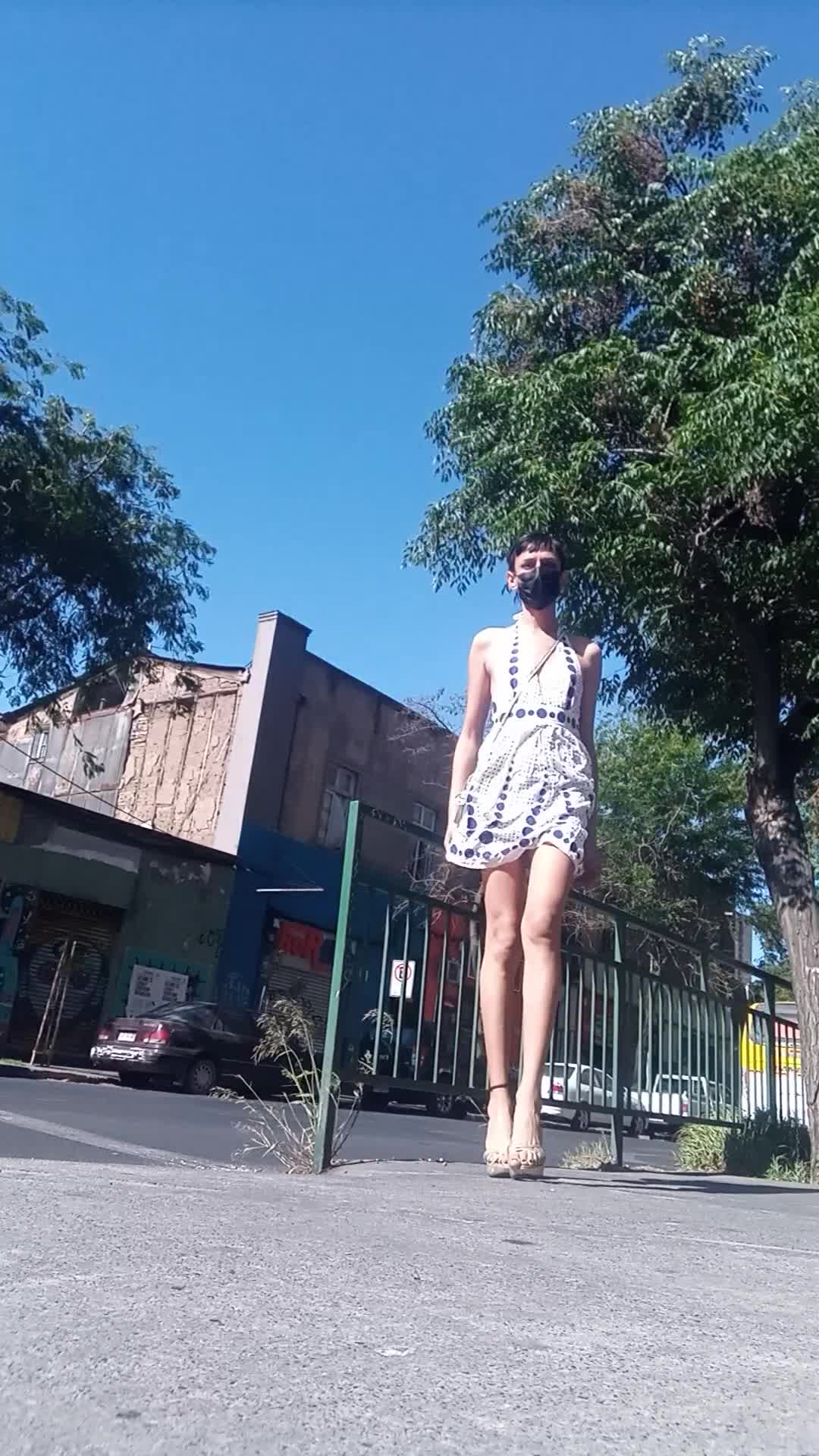 FerLaFemme - White dress on sunny city Expoded