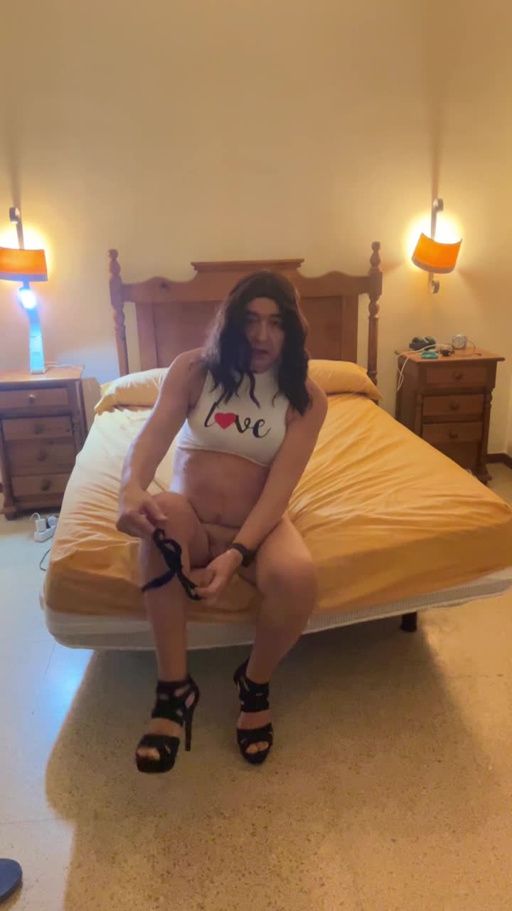 Alina Bellerose in the bedroom, miniskirt, heels, anal